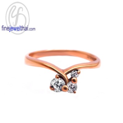 แหวนพิงค์โกลด์ แหวนคู่ แหวนเพชร แหวนแต่งงาน แหวนหมั้น-R1185DPG